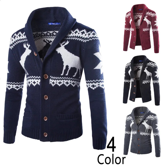Christmas Sweater Men Autumn Winter Cardigan Mens Sweater Casual knitted Long Sleeve Jumpers Men Pull Homme Christmas Sweater 240912