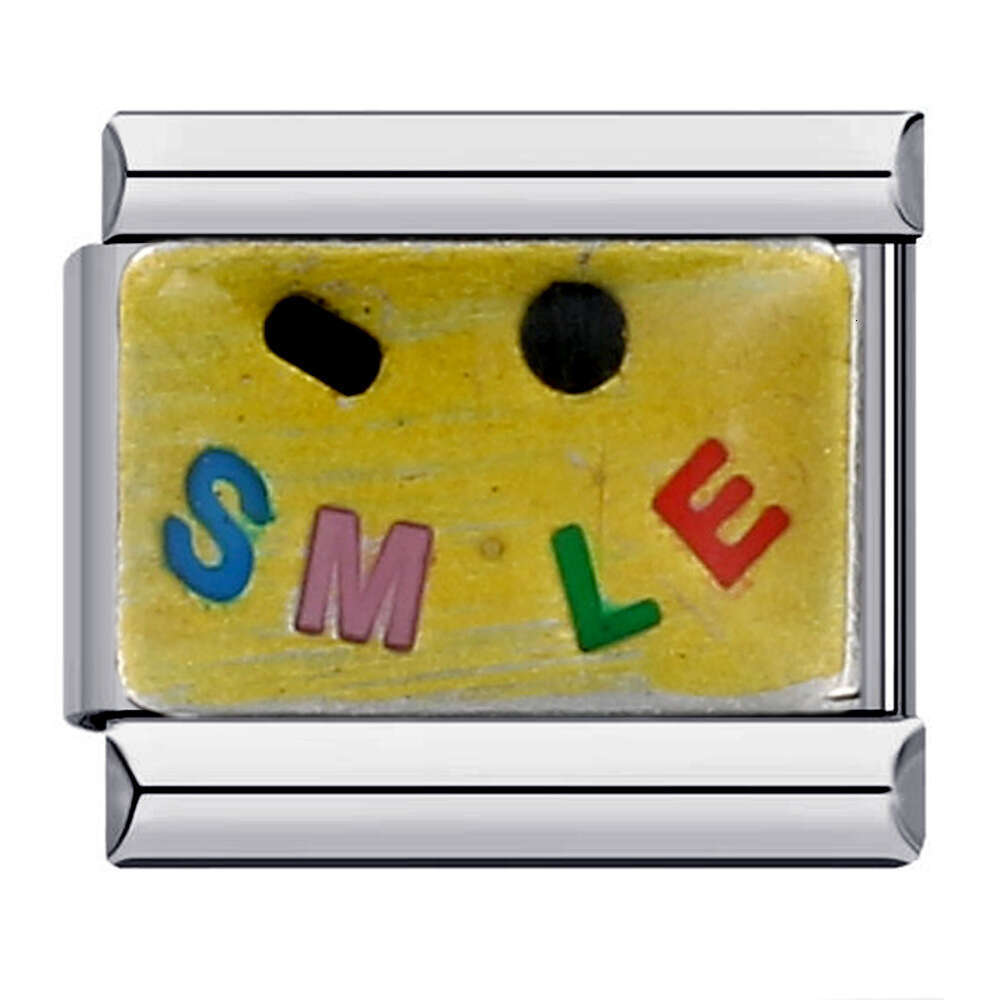 New Titanium Steel Welding enamel Cartoon DIY Module Italian Charm Bracelet Italian Charm Links Stainless Steel Fit 9Mm Bracelet Jewelry DIY Making Gi