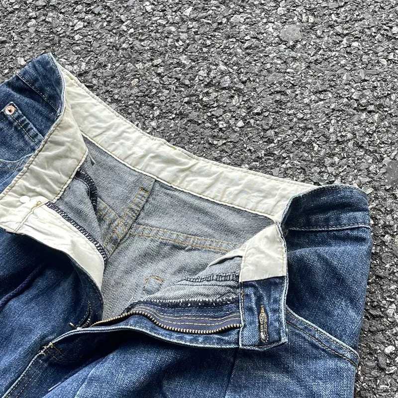 24ss Washed Blue Wide Leg Jeans Best Quality Oversized Japanese Style Vintage Mens Jeans Womens Denim Pants Inside Tags M240912