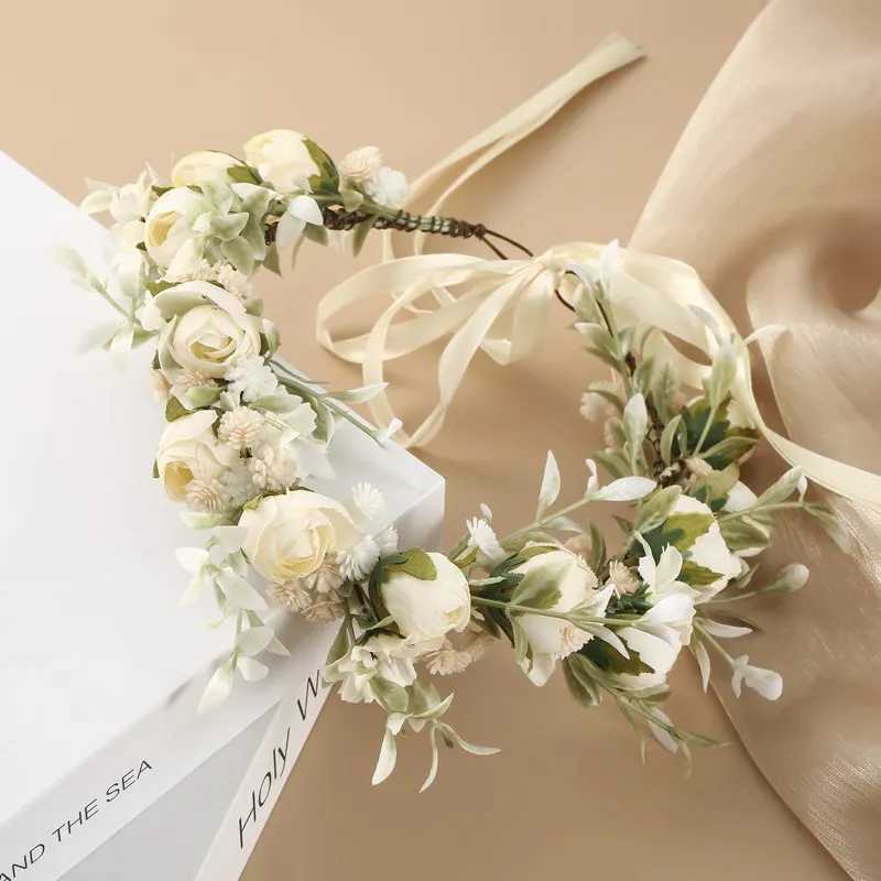 Girl Flower Wreaths Garland Crown Diadem Wedding Baroque Hairband hair flower Crown Bridal Headband Fairy Princess Hair TiarasX240913
