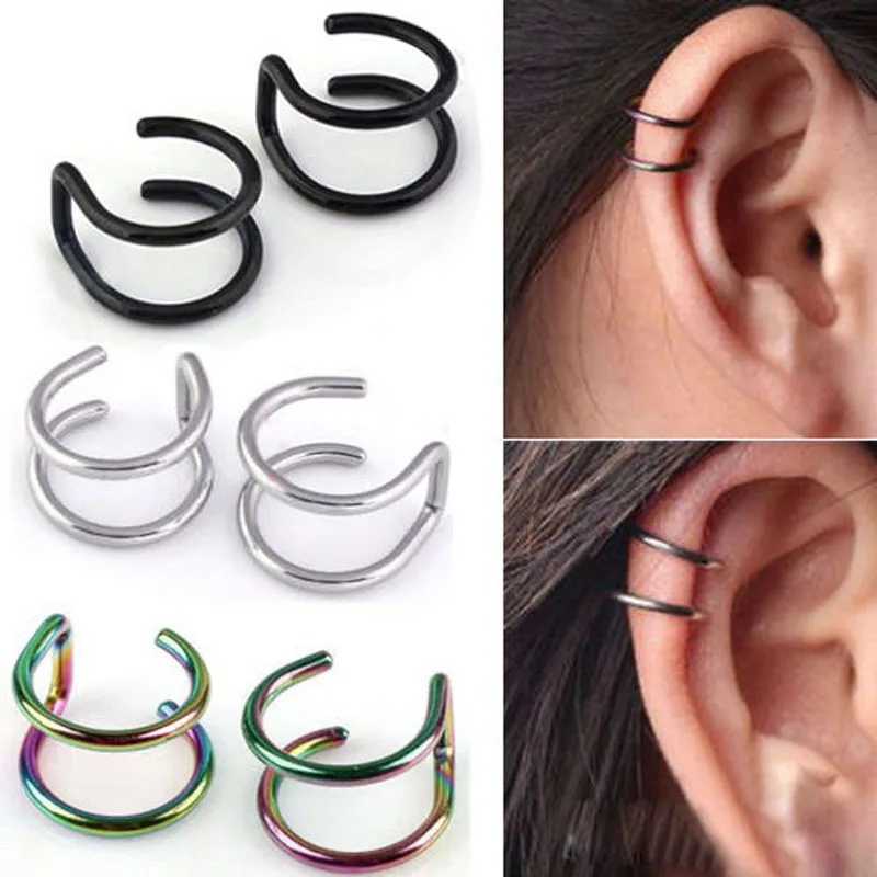 2 Pcs/set Punk Simple Ear Clip Cuff Wrap Earrings For Women Fashion Jewelry Clip-on Earrings Non-piercing Ear Cuff EardropX240913