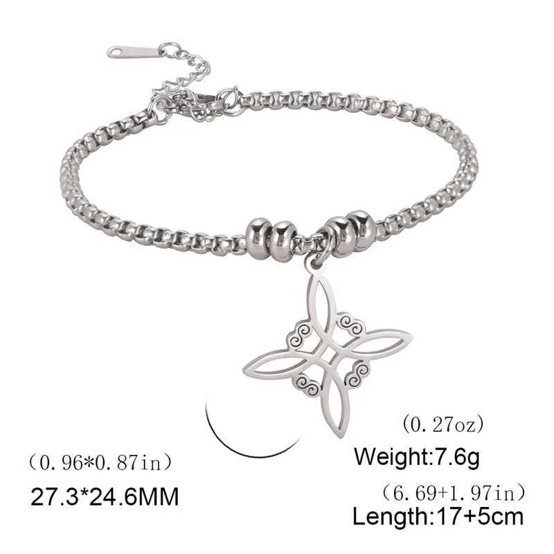 Vintage Stainless Steel bracelet for Men Women Witch Knot Witchcraft Pendant Man Bracelet Jewelry bracelets homme Birthday GiftsX240913