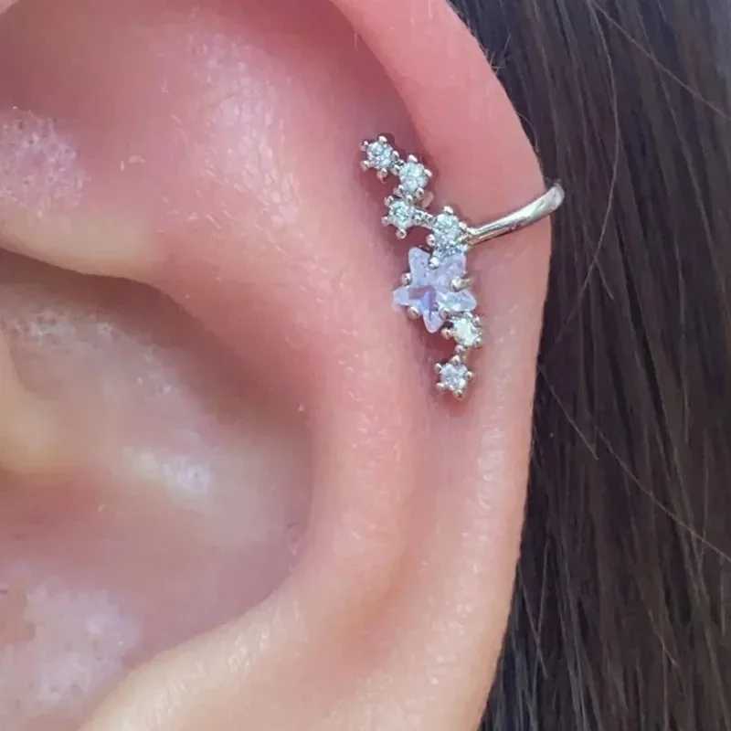 Silver Color Simple Punk Metal Zircon Ear Cuff Clip on Earrings for Women No Pierced Crystal Star Earcuff Ear Wrap Clips JewelryX240913