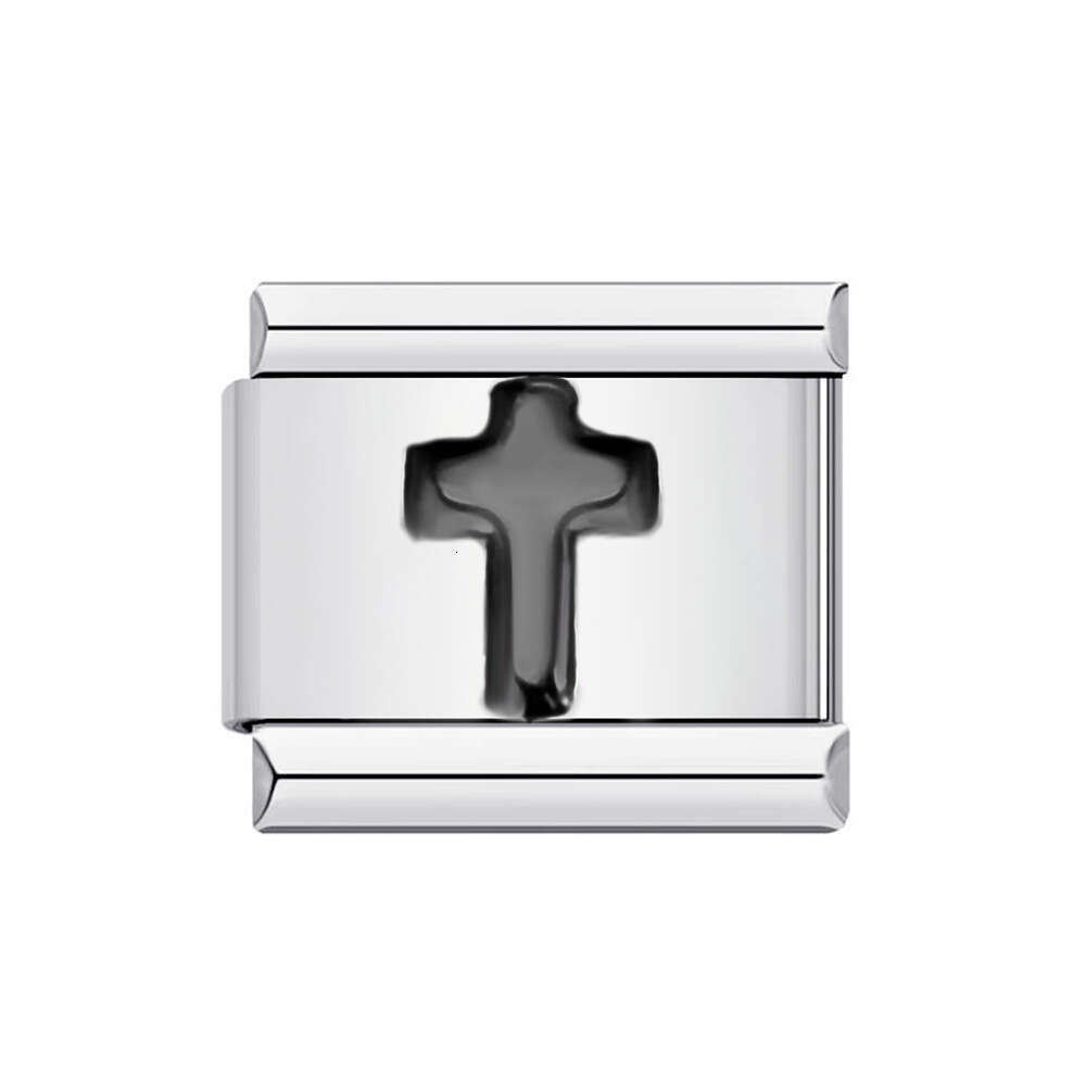 Titanium Gold-Plated Stamping Pattern Enamel DIY Bead Bracelet Italian Charm Links Stainless Steel Fit 9Mm Jewelry Making Gifts