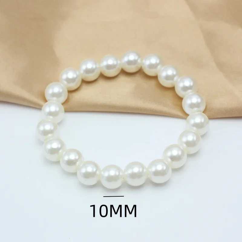 Trend 4-10mm beige imitation pearl bead elastic bracelet without adjustment suitable for customized wedding gifts for women of various sizes W240913