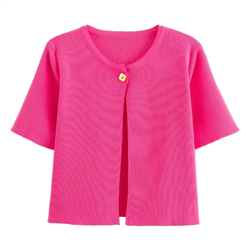 TRAF 2024 Woman Cardigan Short Sweaters Knitted For Women Autumn Thin White Red Sleeve Ladies Cardigans 240910