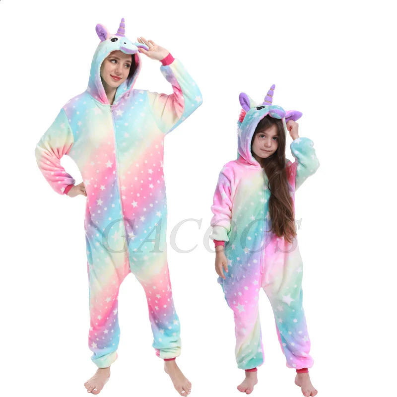Tiger Wolf Animal Pijamas Unicorn Rabbit Panda Onesie for Adults Kids Pajamas Winter Women Men Cosplay Kigurumi Pyjamas Jumpsuit 240910
