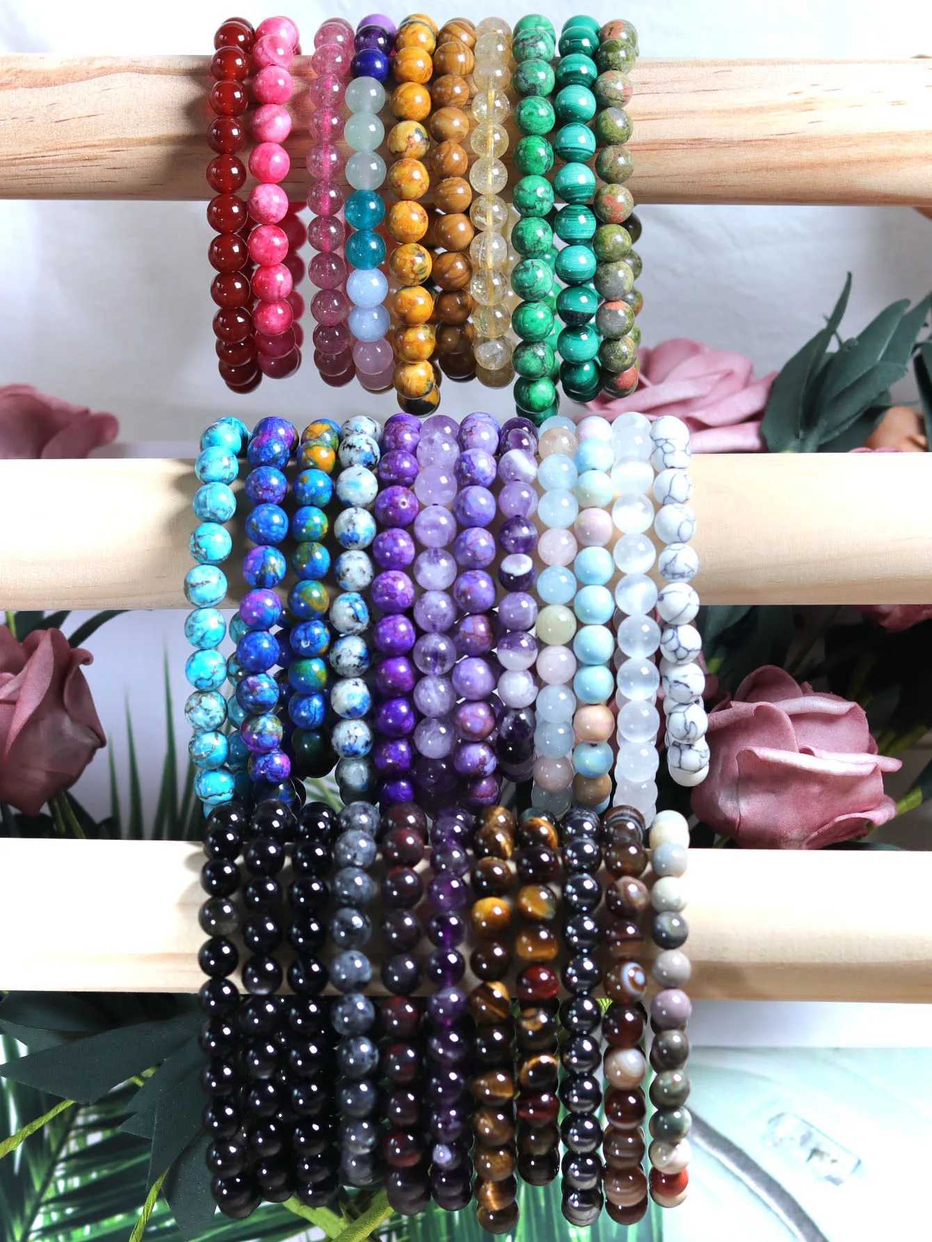 1 Bohemian minimalist natural gemstone 8MM round bead bracelet suitable for womens daily wear holiday parties W240913
