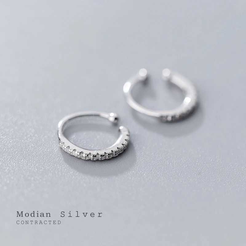 Modian Minimalism Fashion Gold Color Clip Earrings Classic 925 Sterling Silver Clear CZ Clips Ear For Women Girl Fine JewelryX240913