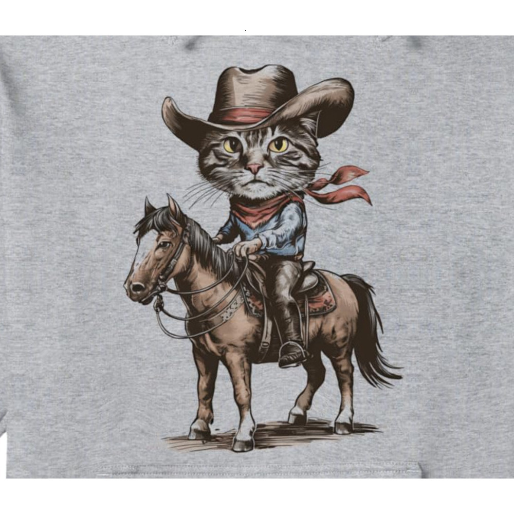 Hoodie for Mens Womens Cowboy Cat Riding Horse Western Country Horseback Riding Pullover Hoodie Graphic Hoodies sweatshirt Pullover Long Sleeve