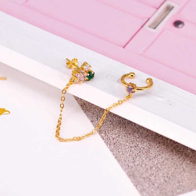 24k Gold Plated Colorful Rhinestone Small Ear Cuffs Clip Earrings for Women Wedding Jewelry No Piercing Earring Fashion GiftX240913