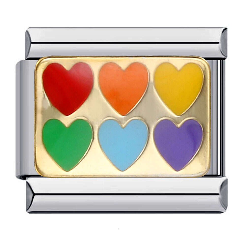 Rainbow Love Bead Elastic DIY Bracelet Accessories Italian Charm Links Fit 9Mm Bracelet Jewelry DIY Making Gifts