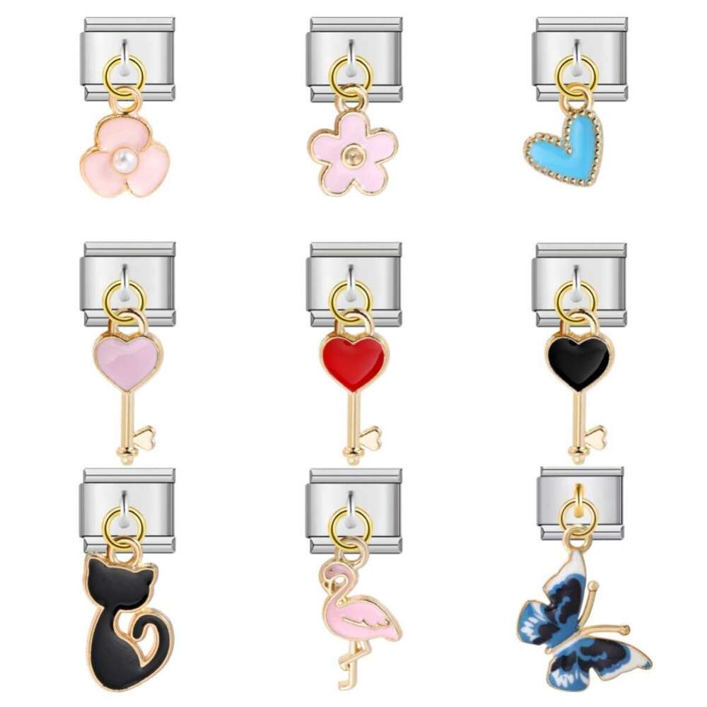 Hot Sell Hook Pendant Bead DIY Elastic Enamel Splicing Bracelet Italian Charm Links Fit 9Mm Bracelet Jewelry DIY Making Gifts