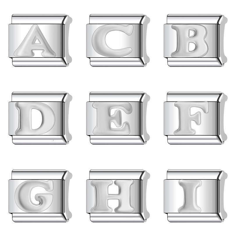 2024 New Women's Gift Silver color 26 letters bead Italian Charms Links Beads Fit 9Mm Stainless Steel Bracelet DIY Making Jewelry
