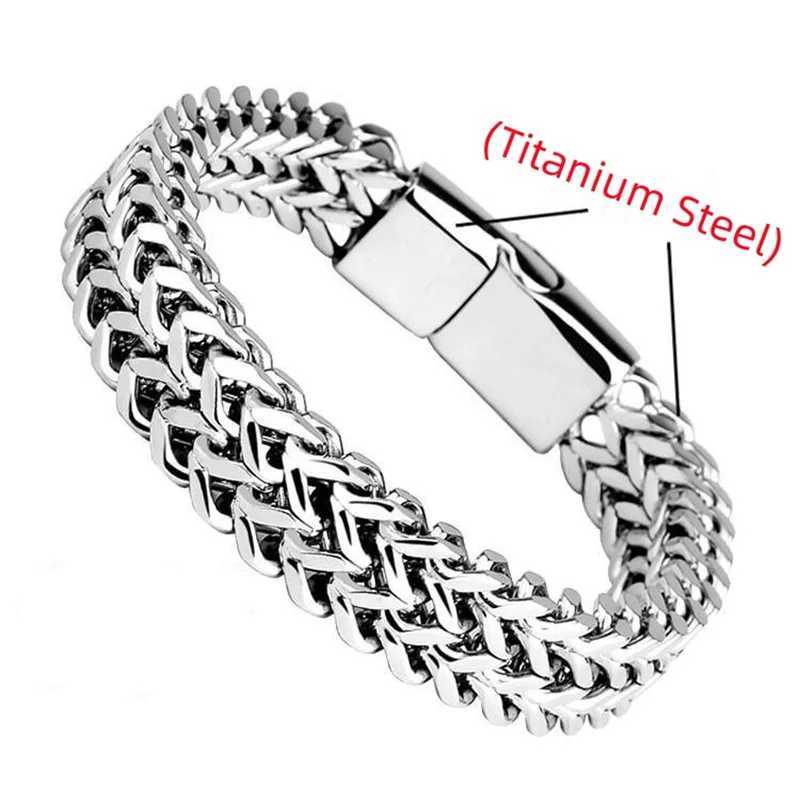 (Titanium Steel) Chic and Masculine Double-layer Titanium Steel Bracelet for Streetwear Fashion WholesaleX240913