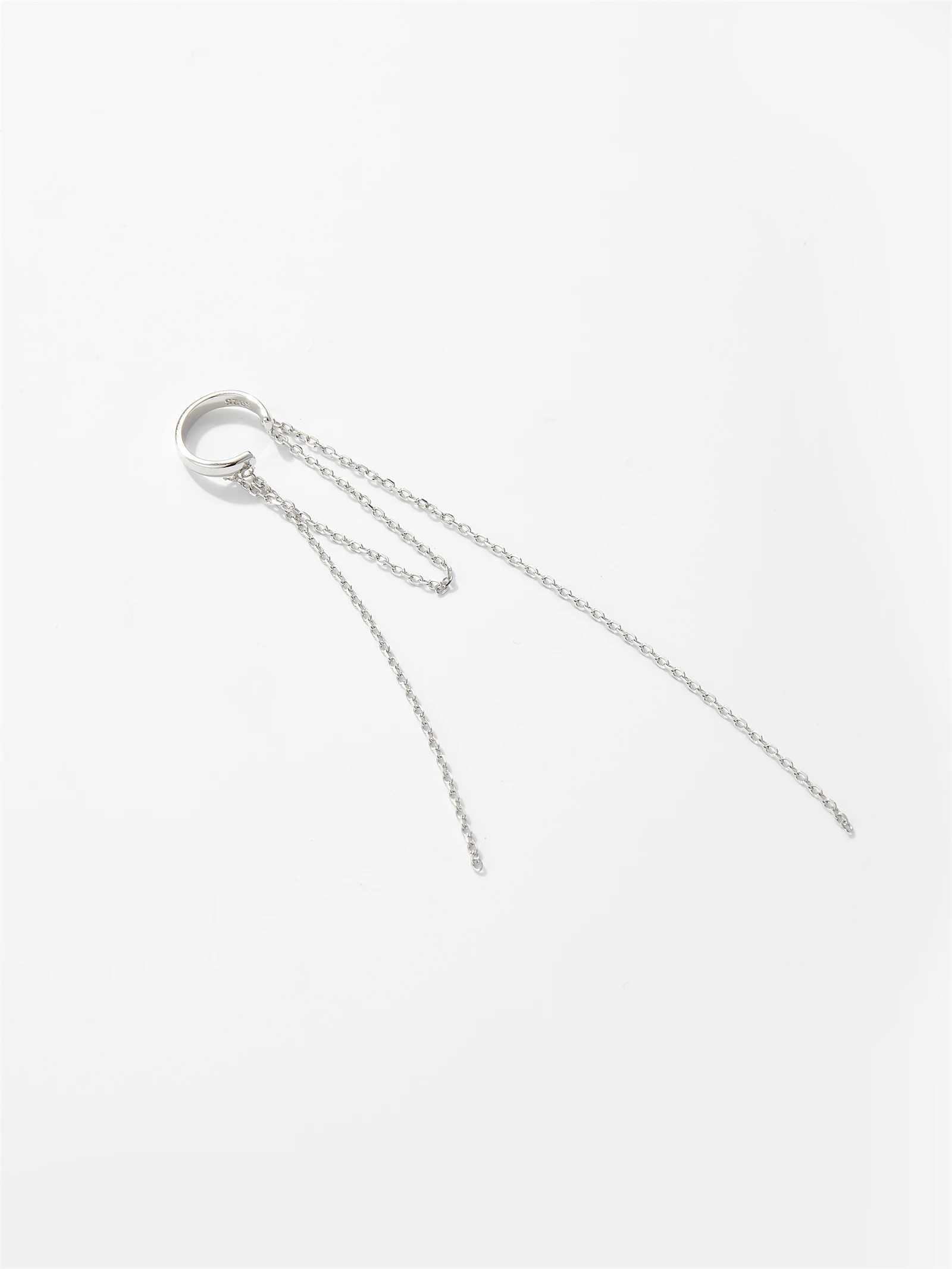 DPLAOPA 925 Sterling Silver Long Single Chain Earcuff Cuff No Piercing Clips 2024 Women Trend Fine Luxury Jewelry GiftX240913