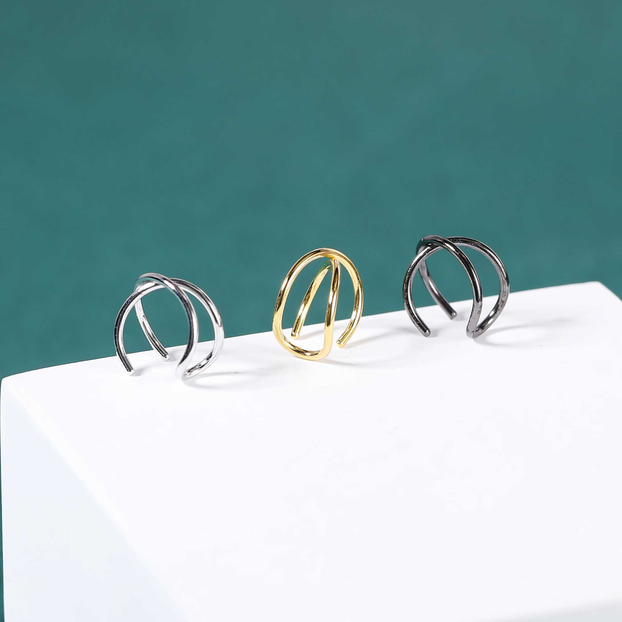 AOEDEJ 925 Sliver Clip Earring Gold Black Color Ear Cuff Jewelry for Women Non Piercings Earrings Helix Ear Cuff Fake ClickerX240913