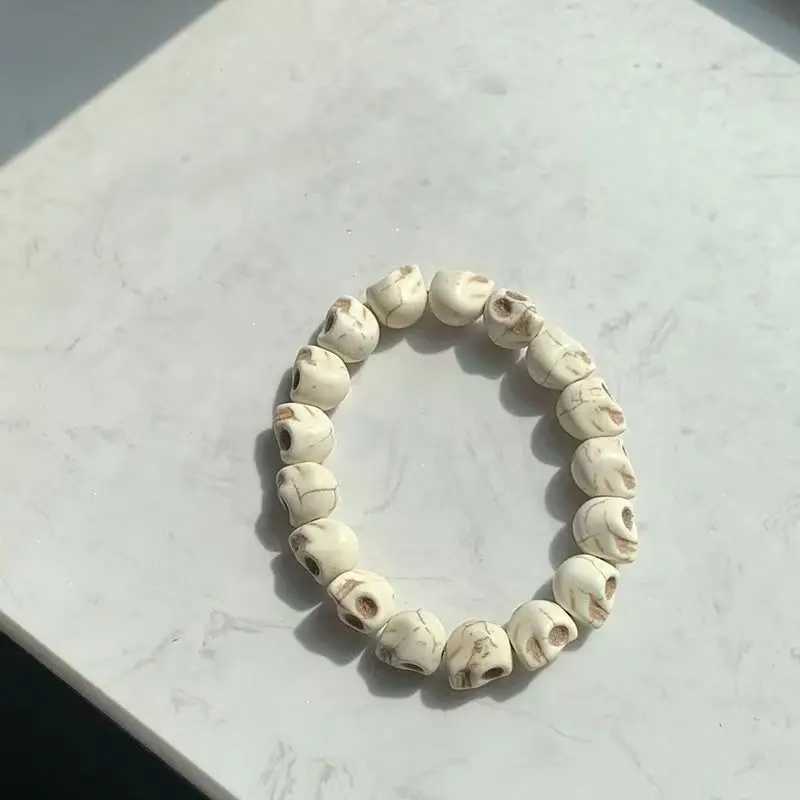 Colorful Skeleton Beaded Bracelet White Black Turquoise Punk Style Gothic Retro Bracelet Couple Hot Girl Daily Jewelry Wholesale W240913