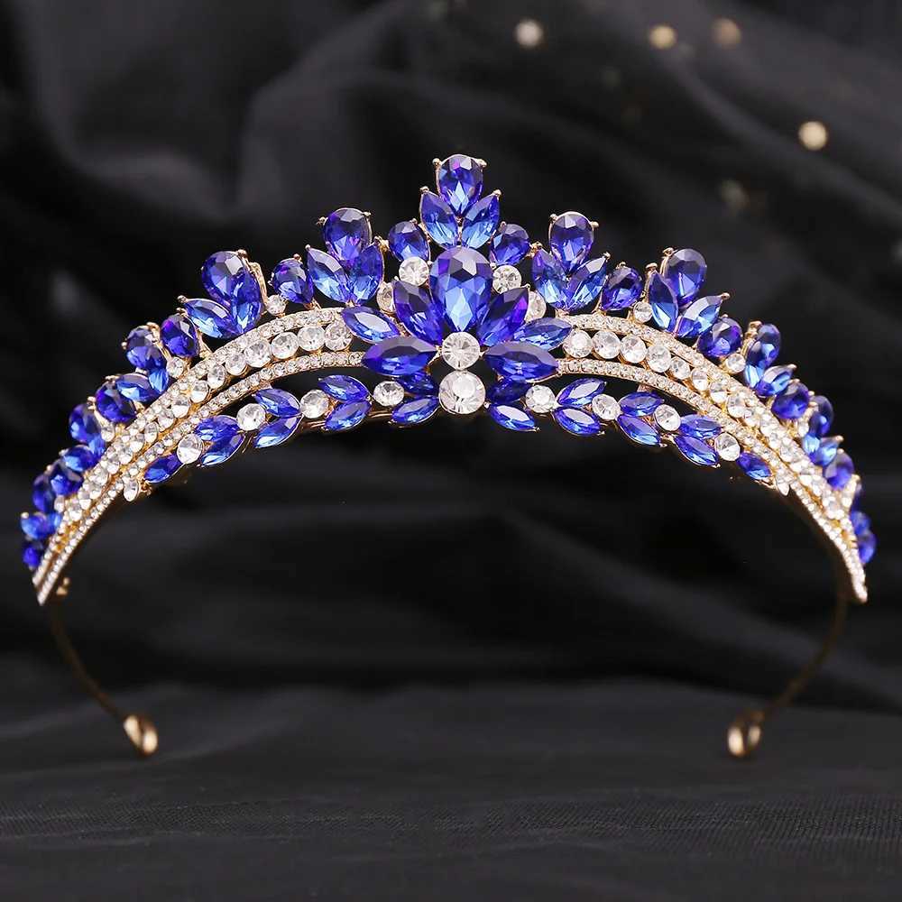 DIEZI Korean Green Blue Opal Crystal Princess Crown For Women Wedding Luxury Queen Princess Bridal Party Tiaras Hair AccessoriesX240913