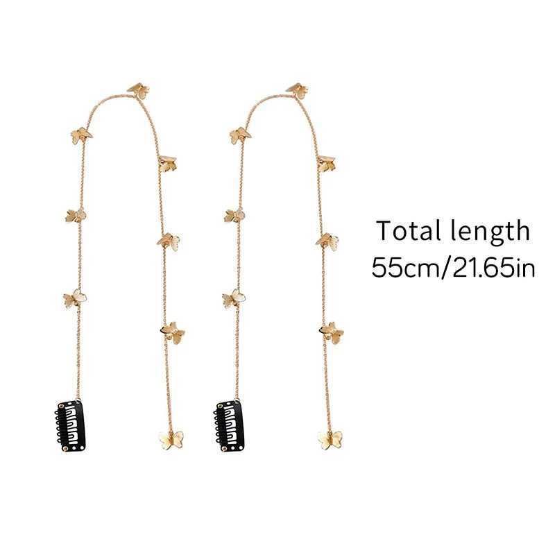 Women Fashion Metal Braided Hair Chain Gold Color Butterfly Hair Chain Girl Long Tassels Hairpin Hair Accessories DecorX240913