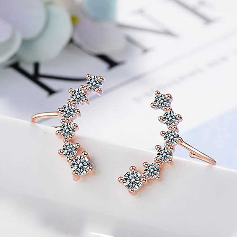 KOFSAC New Luxury Crystal CZ Silver 925 Ear Cuff Non Piercing Cartilage Ear Clip Earrings For Women Girl Fashion Jewelry GiftX240913
