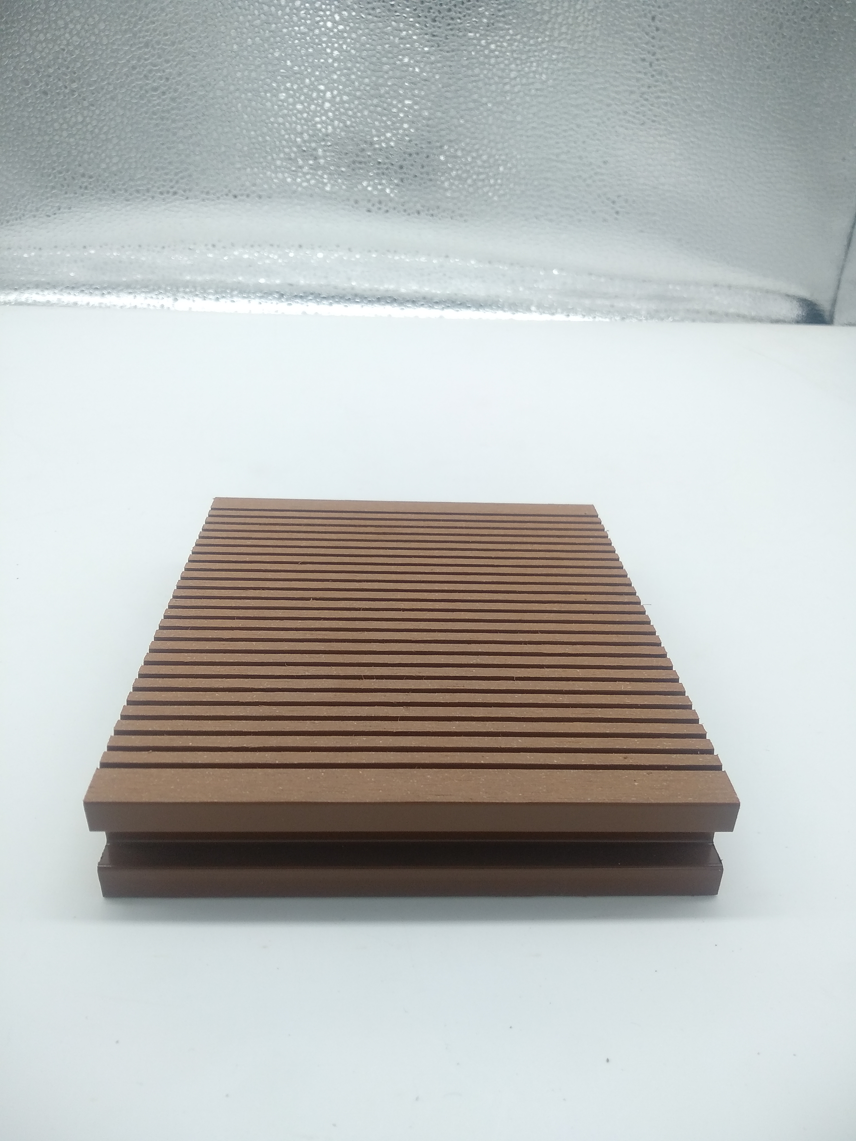 Hot outdoor waterproof striated groove square hole wood grain wood plastic flooring