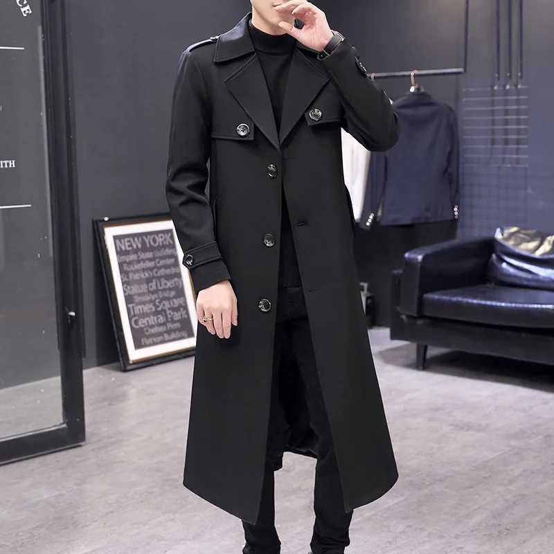 X-long Blackish Green Steampunk Style Clothing Slim Fit Trench Coat Man Classic Retro British Style Overcoats Mens Long Jackets Y240913
