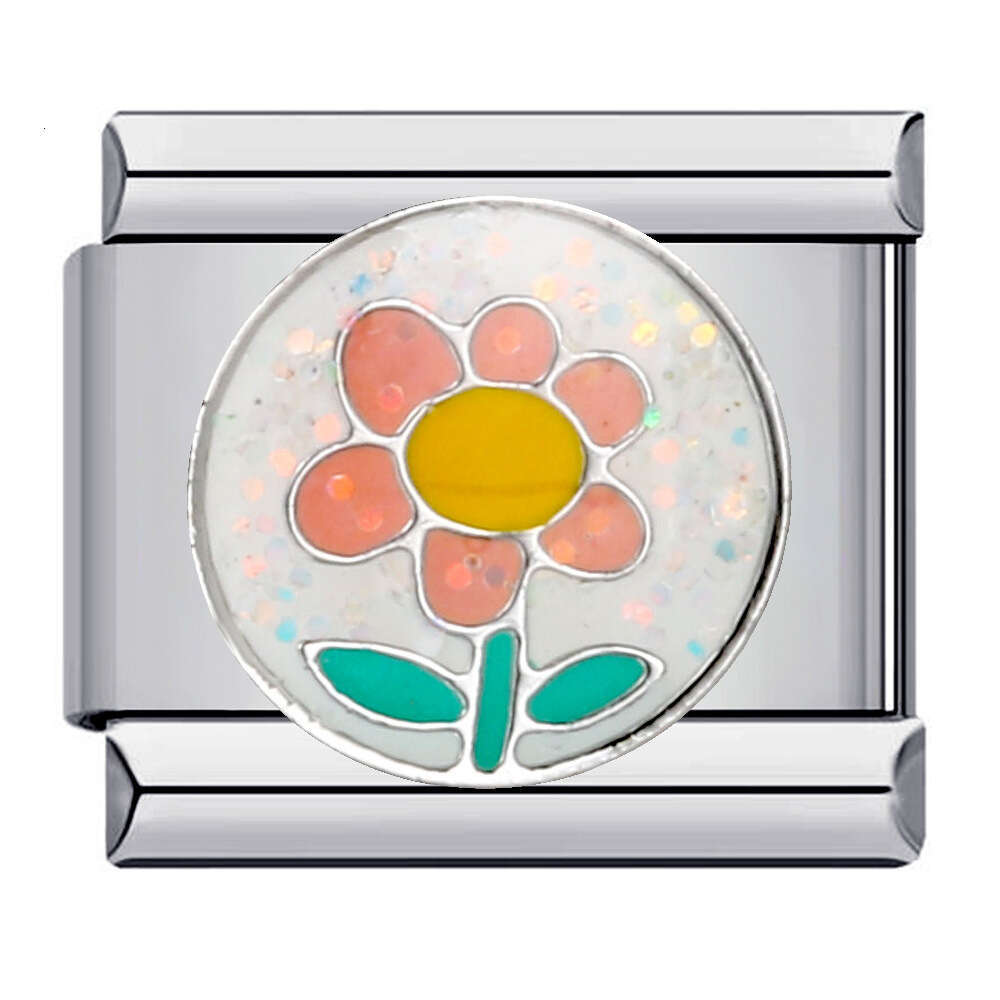 Wer Titanium Steel Drip Oil Welding Pattern Module Italian Charm Bracelet Links Stainless Fit 9Mm Jewelry DIY Making Gifts