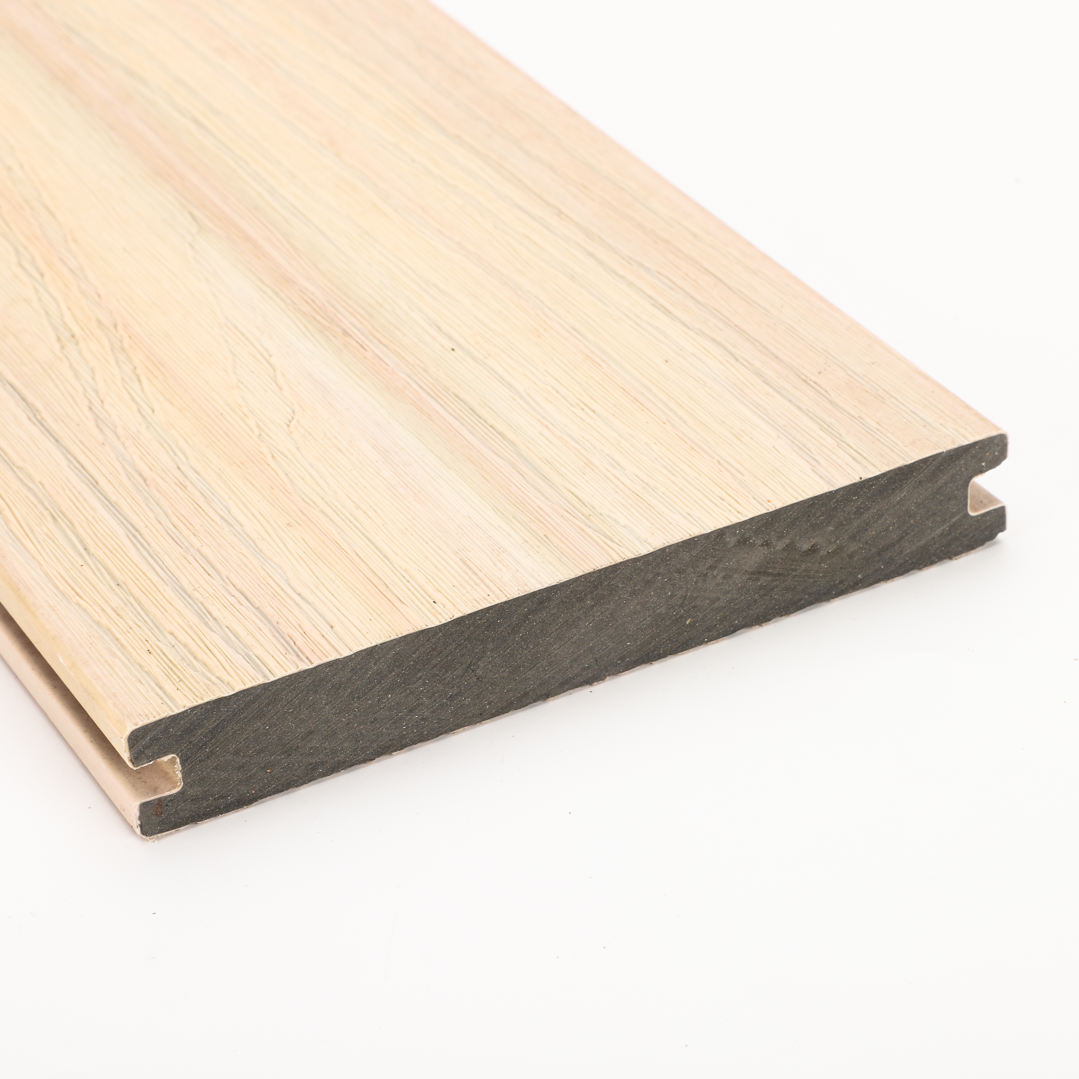 Hot outdoor waterproof second generation co-extruded solid wood grain wood plastic flooring