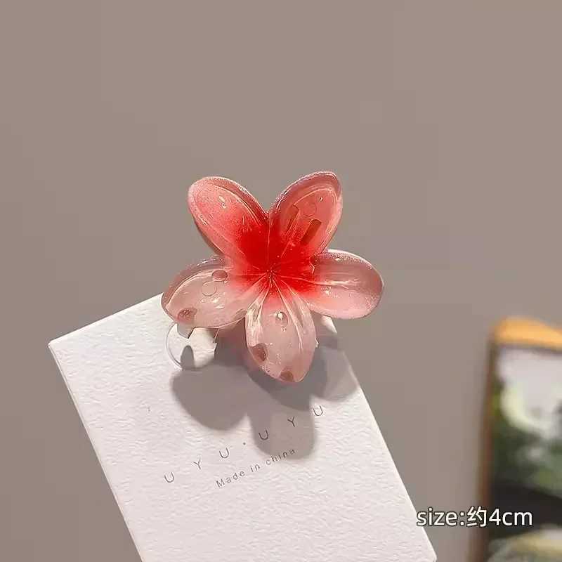 Beach Hawaiian Gradient Flower Sweet Acrylic Hair Claws Clip for Women Girls Hairpins Summer Headwear Hair AccessoriesX2409