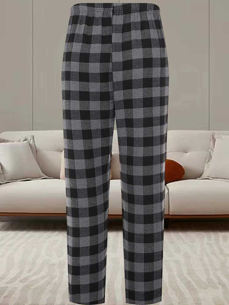 Mens Homewear Set Pajamas Long Sleeve Fashion Daily High Quality Solid Colour Pajamas Plaid Pajama Pants Set Y240913