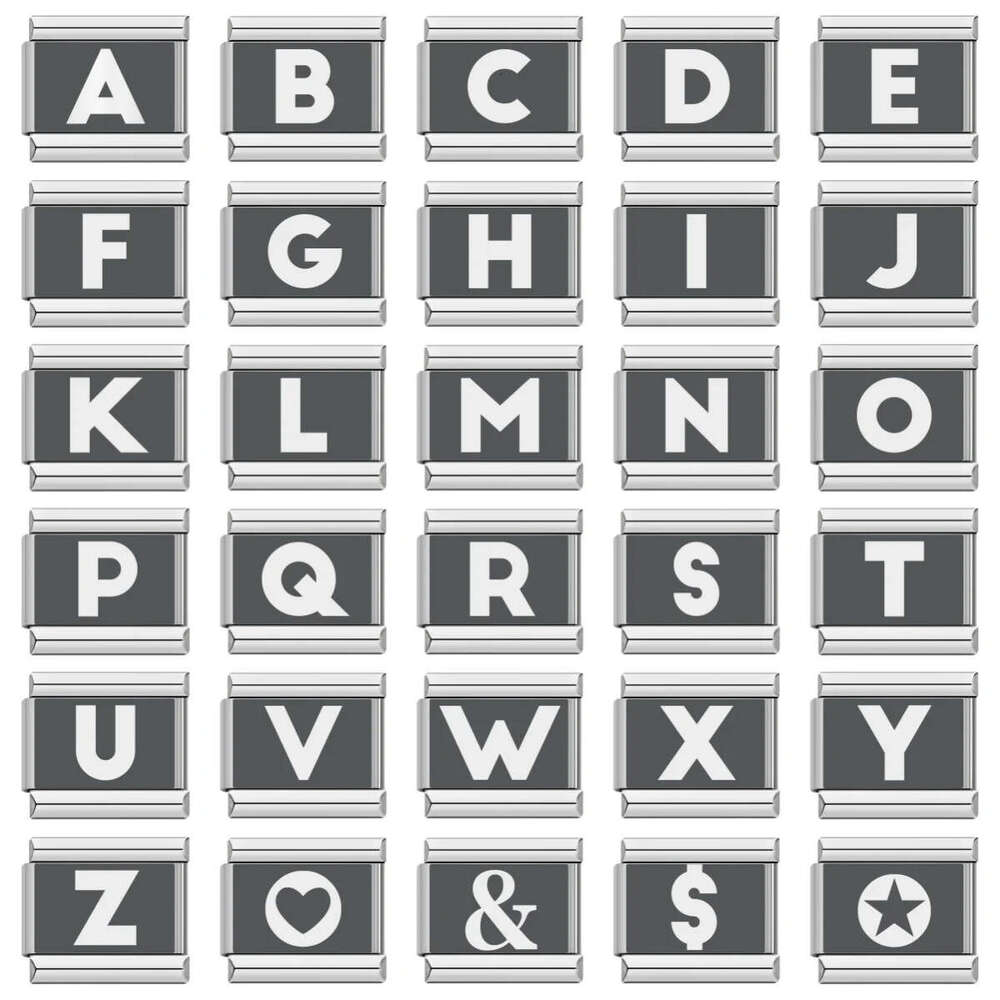 Laser engraved 26 English letters module stainless steel bracelet Italian Bracelet Italian Charm Bracelet Fit 9mm Bracelet Jewelry DIY Making Gifts