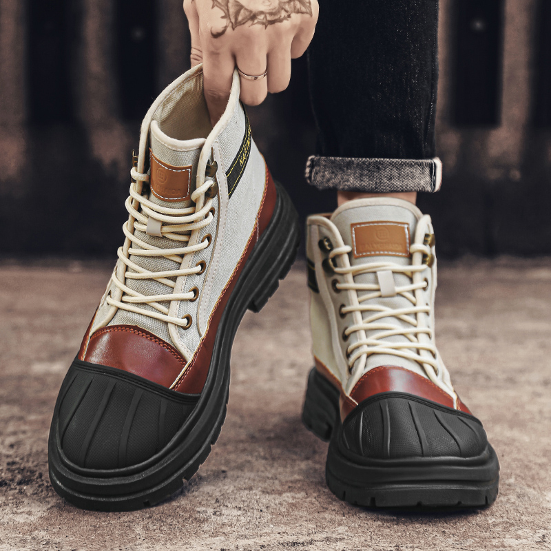canvas New shoes Men's high top labor protection wear resistant Martin Breathable site outdoor work boots 8979
