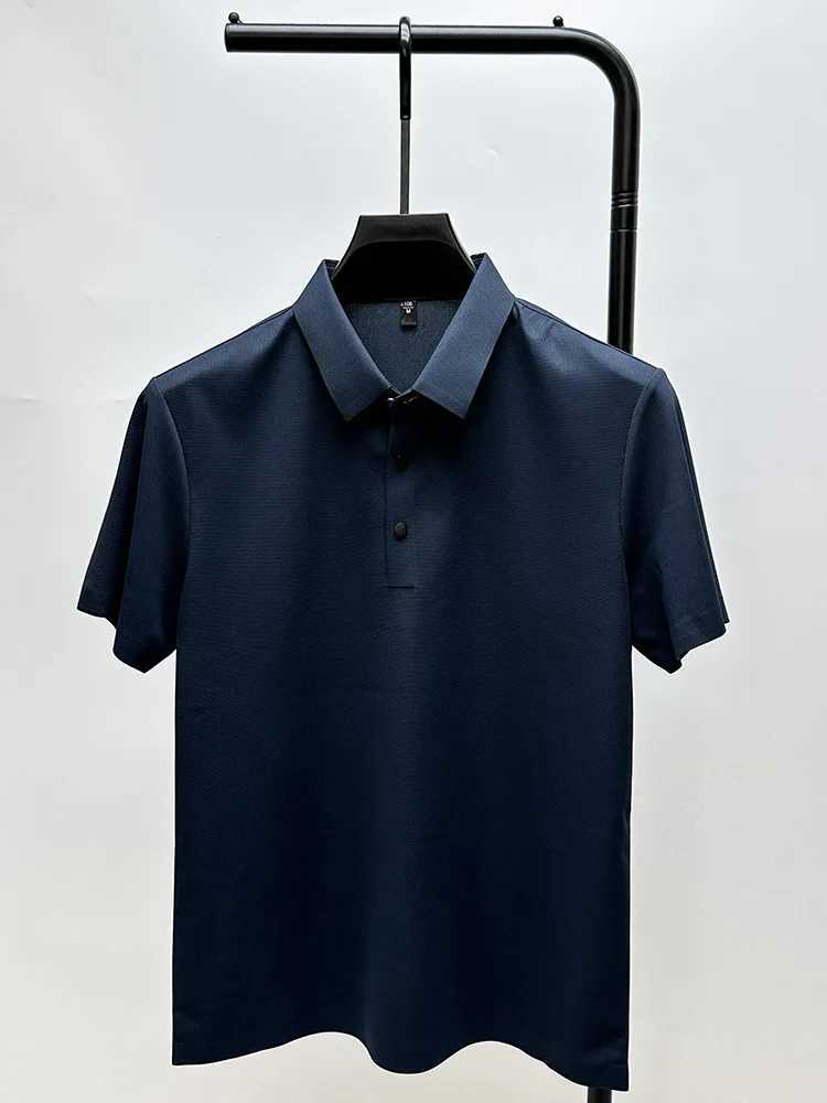 2024 Spring/Summer New Long Sleeve Polo Shirt Fashion Mens Business Casual Polo T-shirt Solid Color Anti Wrinkle Top W240913