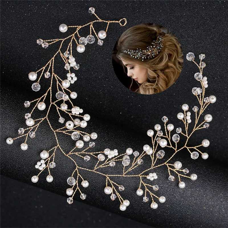 Simulated Pearl Bride Wedding Headpieces Hair Jewelry Crystal Headband Tiara Bride Hair AccessorieX240913