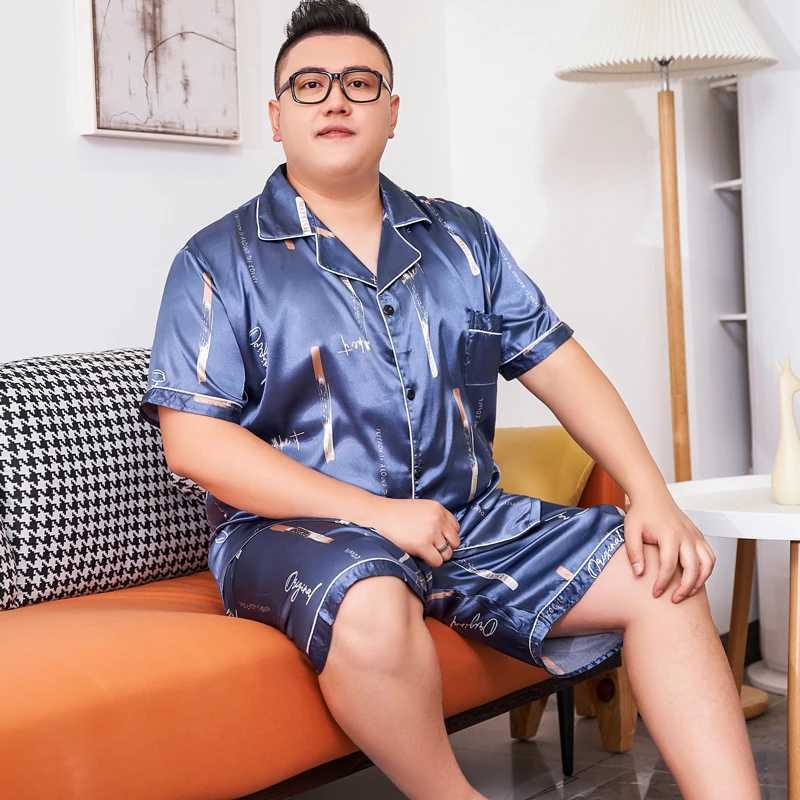 3XL-5XL Loose Man Home Clothes Round Neck Short Sleeve Man Two-piece Set Simple Printing Pajamas Set for Man Summer New Y240913