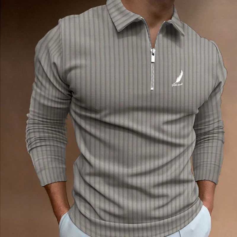 Sportswear Business Casual Mens Polo Shirt Long Sleeve Party Outdoor Office Fall Winter Print Turndown Zipper Polyester W250220