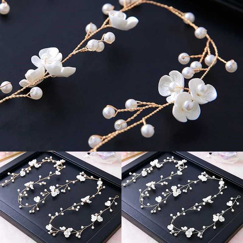 Bridal Wedding Crystal Hair Accessories Pearl Flower Headband Women Bride Tiara Hair Band Clips Handmade Jewelry Head OrnamentX240913