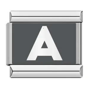 Laser engraved 26 English letters module stainless steel bracelet Italian Bracelet Italian Charm Bracelet Fit 9mm Bracelet Jewelry DIY Making Gifts