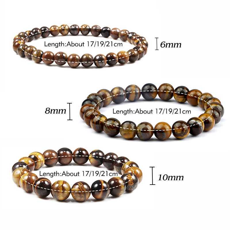 Fashionable natural stone bead tiger eye bracelet handmade elastic mens Buddha bracelet for yoga meditation jewelry Homme 6mm 8mm 10mm W240913