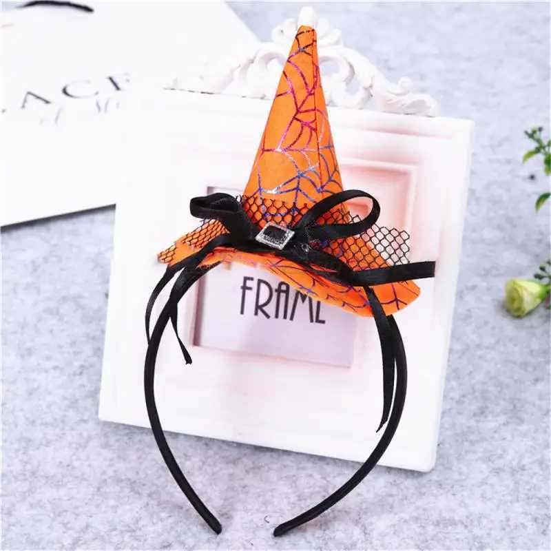 Headbands Halloween Headband Funny Web Gauze Spider Holiday Party Hair Accessories Witch Hat Headdress Festive H240913