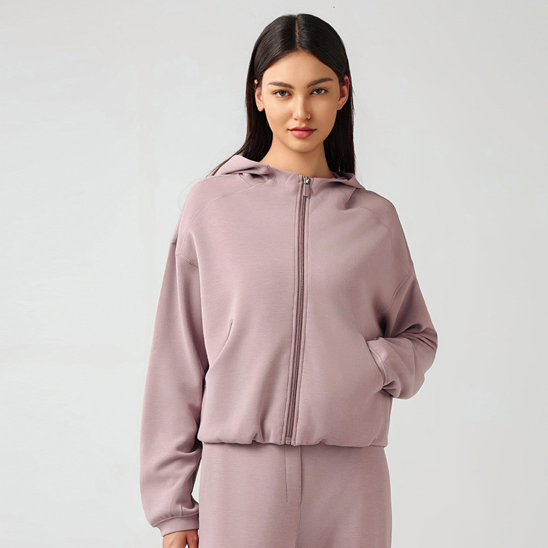 2025--Yoga Outfits Softstreme Hoodie Full Zip Women Autumn Winter Sports Sweater Loose Gym Jacket Fitness Short Plush Coat Sweatshirt