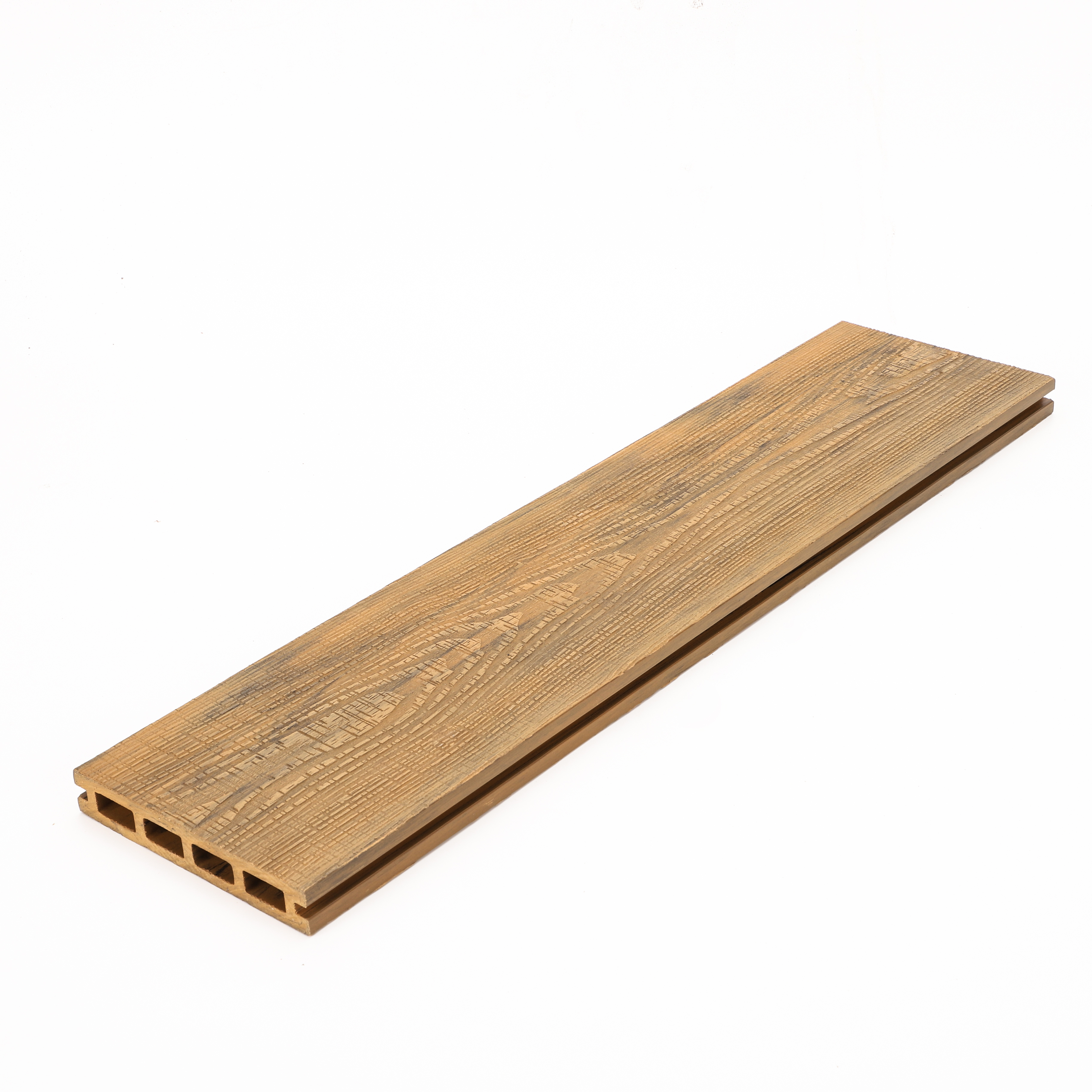 Hot outdoor waterproof 3D embossed square hole wood grain wood plastic floor