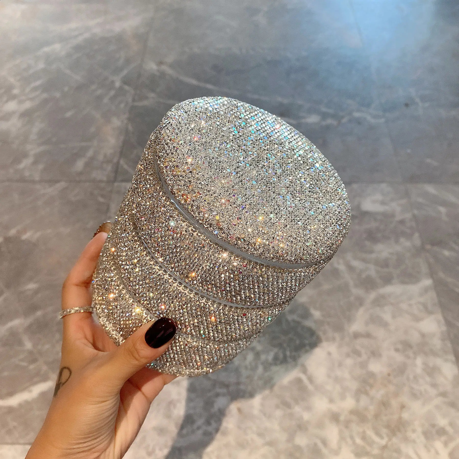 Luxury Sparkling Rotating Jewelry Box Multi-Function Earring Ring Storage Box with Cover Makeup Organizer 3 Layers 240910