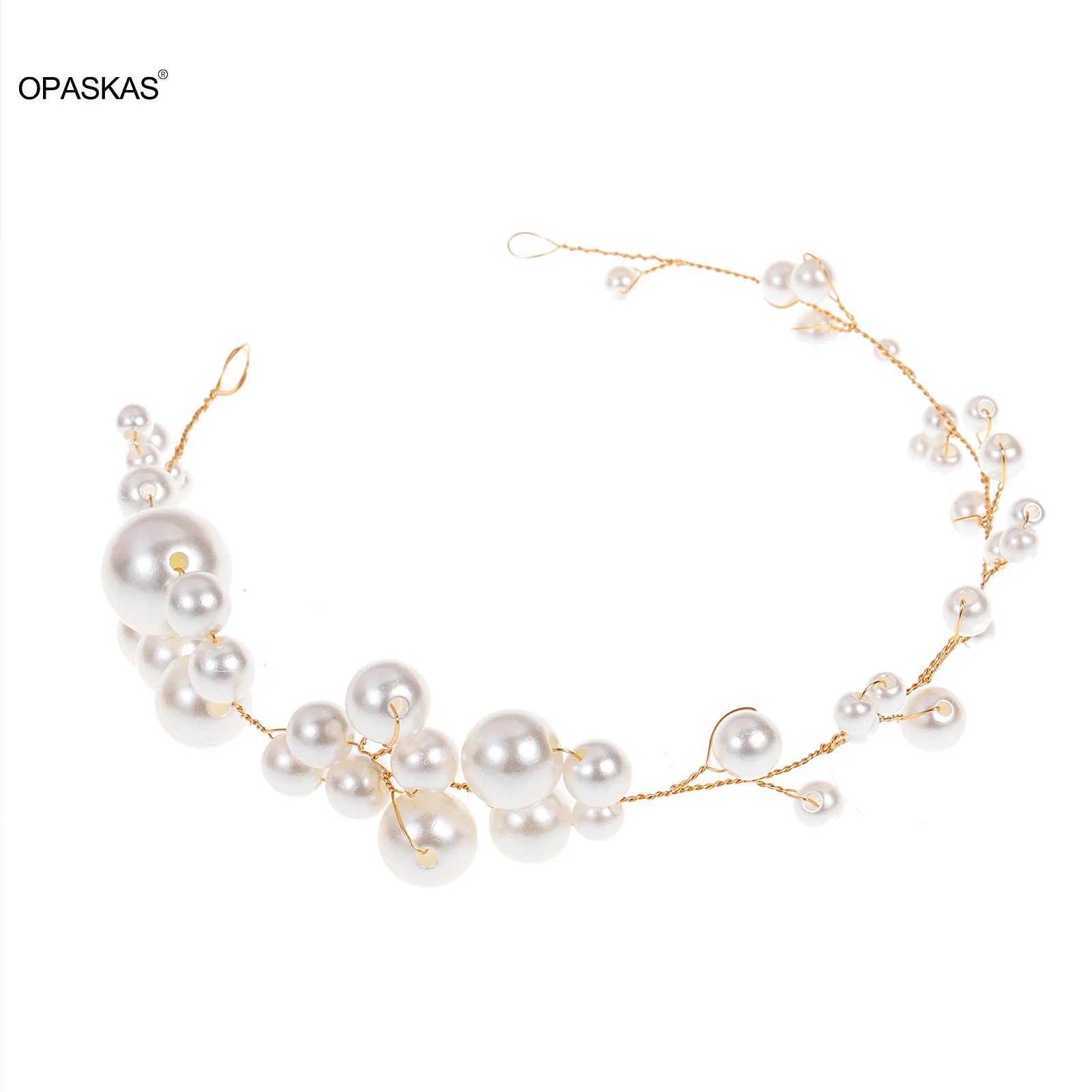 Bridal Sweet Headband Headpieces Banquet Pearls Headdress Simple Chain Hair Vine For Banquet Wedding Masquerade Hair JewelryX240913