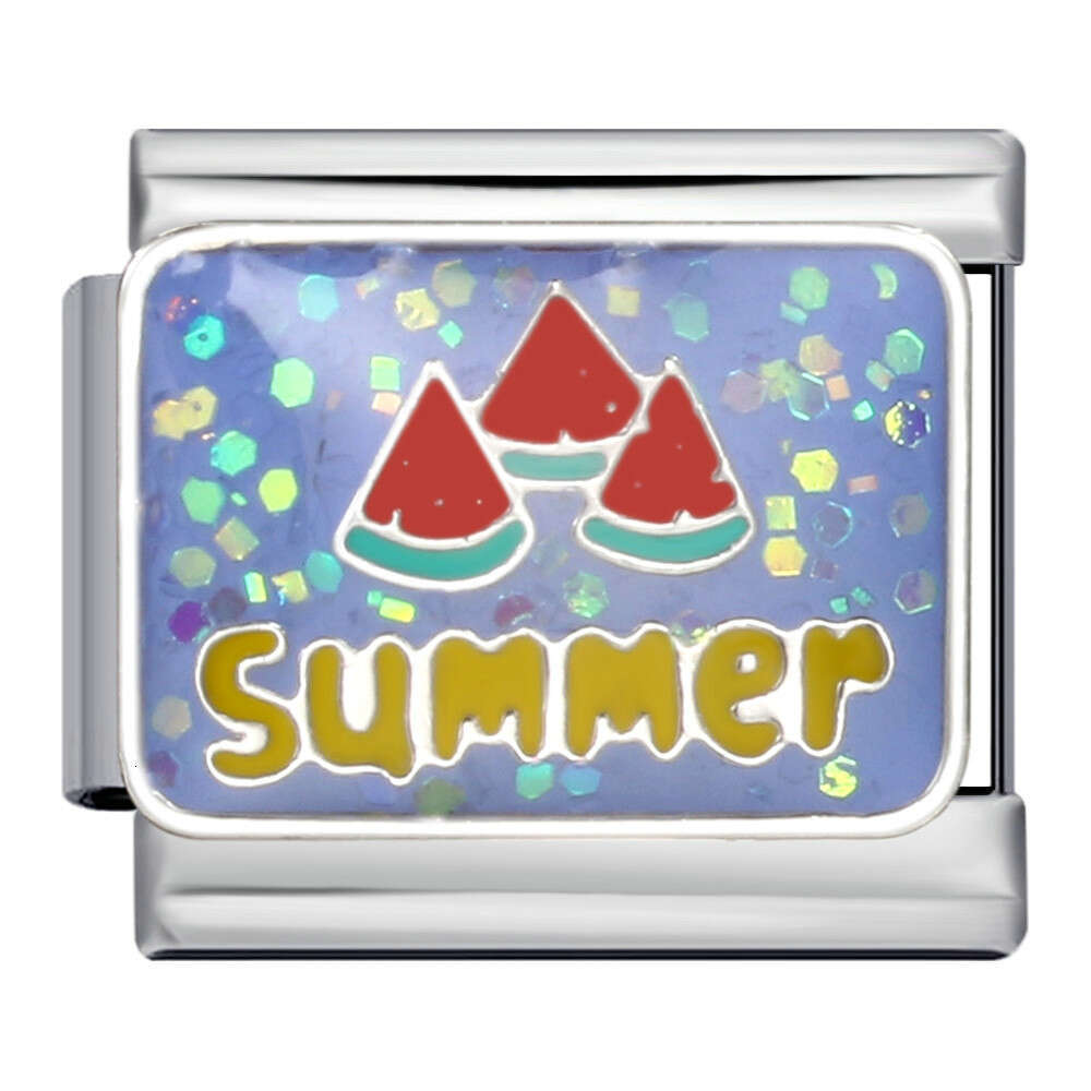 Four Season Element Gold-Plated enamel Personalized Welding Pattern Bracelet Italian Charm Links Stainless Steel Fit 9Mm Bracelet Jewelry DIY Making G