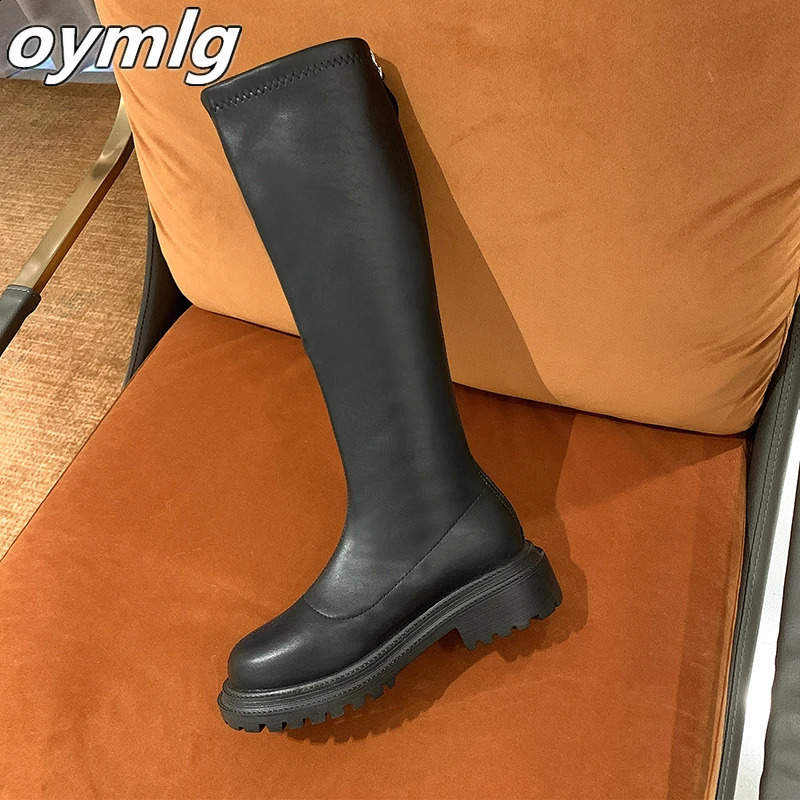 Black Patent Leather Ankle Boots Round Toes Patent Leather Beige Womens Fashion Winter Long Boots Botas Mujer 250226