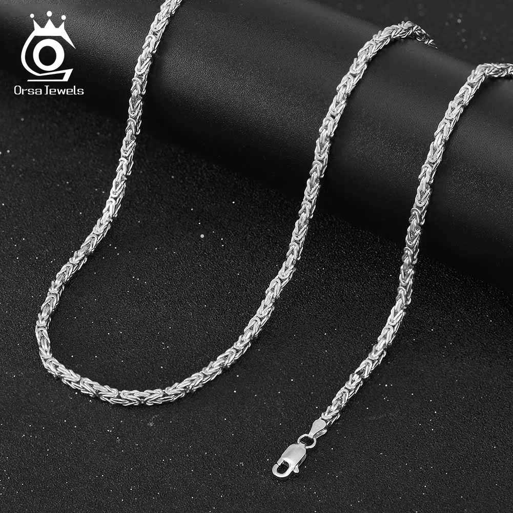 Pendant Necklaces ORSA JEWELS Classic 925 sterling silver Italian 2.5mm flat Byzantine chain necklace suitable for men women daily jewelry gifts SC79 