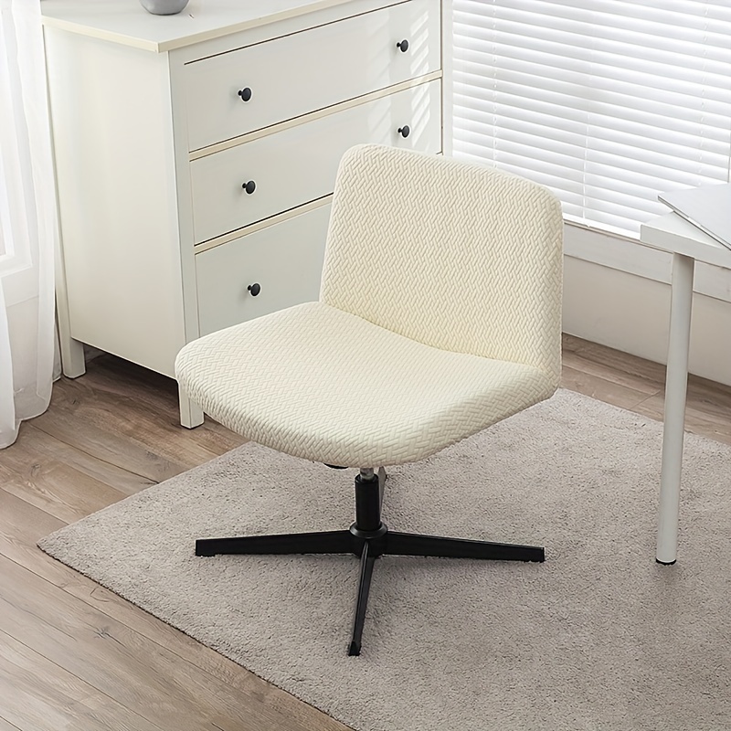 1pc Vintage Style Elastic Office Chair Cover Criss Cross Pattern Polyester Spandex Stretch Slipcover with Slip-Resistant Grip Armless Mid-Back Wide Se
