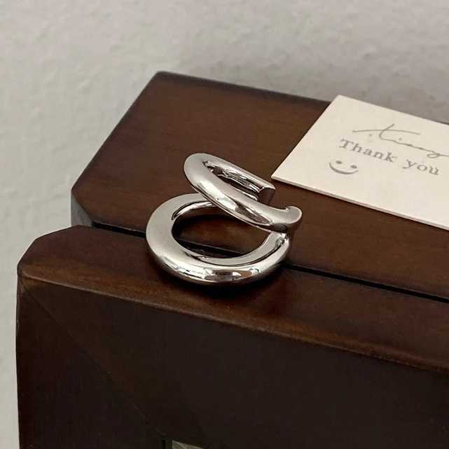 PONYKISS 925 Sterling Silver Double Layered Round Clip Earrings for Women Trendy Fine Jewelry Minimalist No Ear Hole AccessoriesX240913